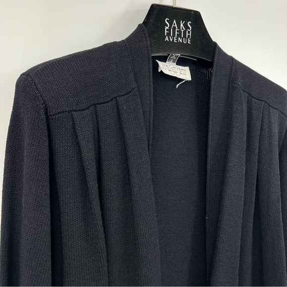 Vintage St. John Santana Knit Open Front Mid Length Pocket Cardigan Sweater Sz S - Picture 2 of 9